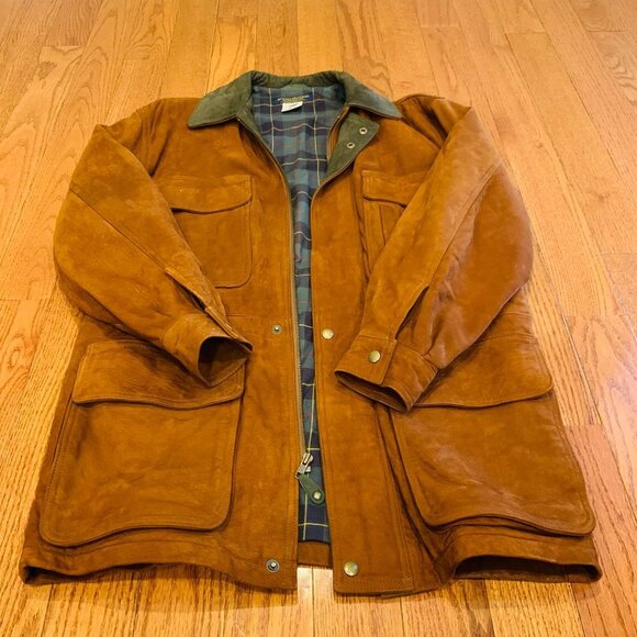 Brooks Brothers Men's Suede Leather Hunting Field Shooting Jacket Car Coat - Picture 2 of 16